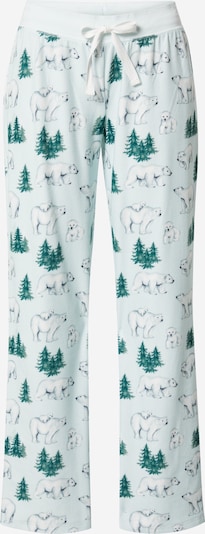 PJ Salvage Панталон пижама в светлосиньо / тъмнозелено / черно / бяло, Преглед на продукта