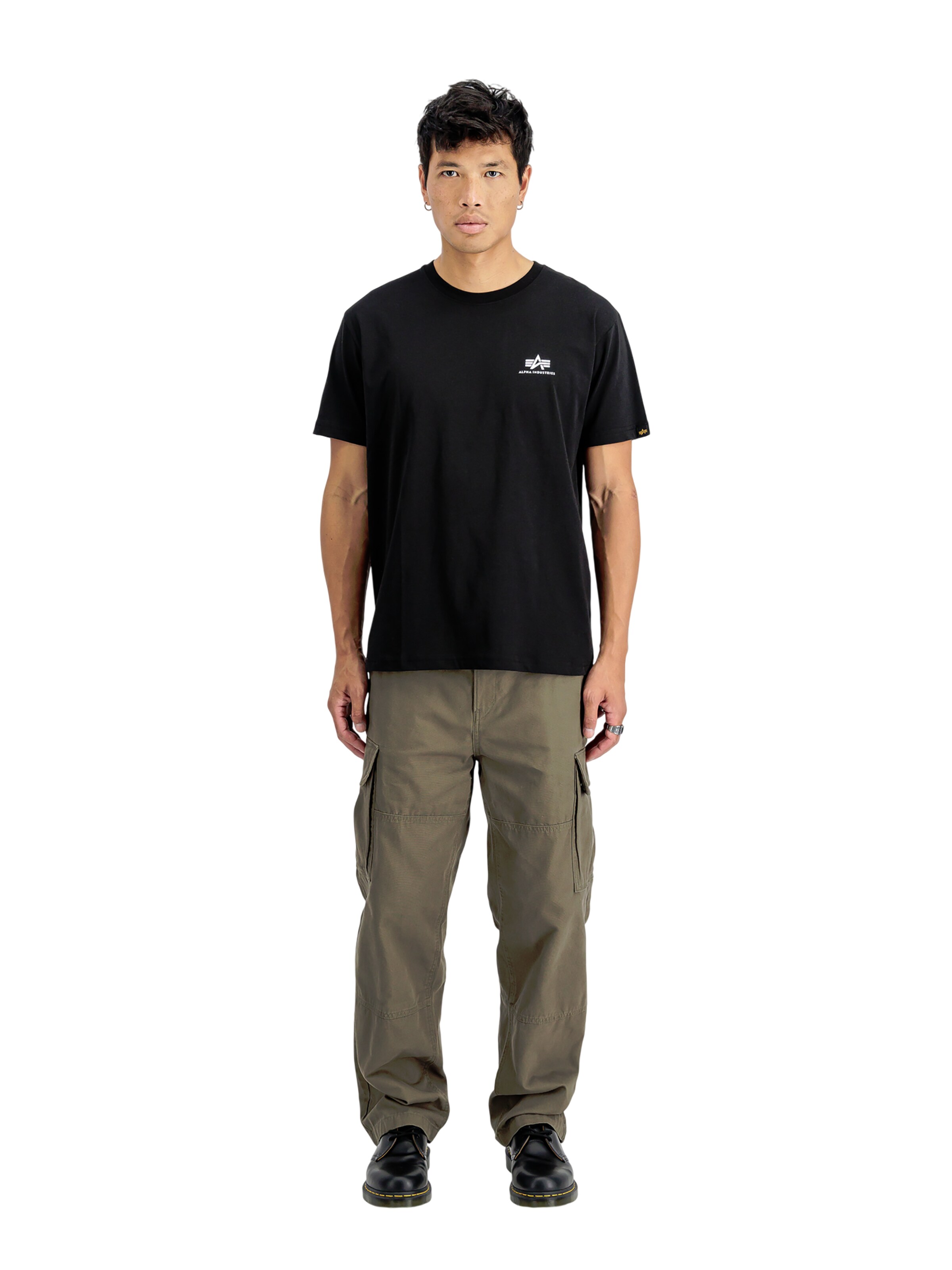 ALPHA INDUSTRIES Shirt 'Basic Small Logo' in Black