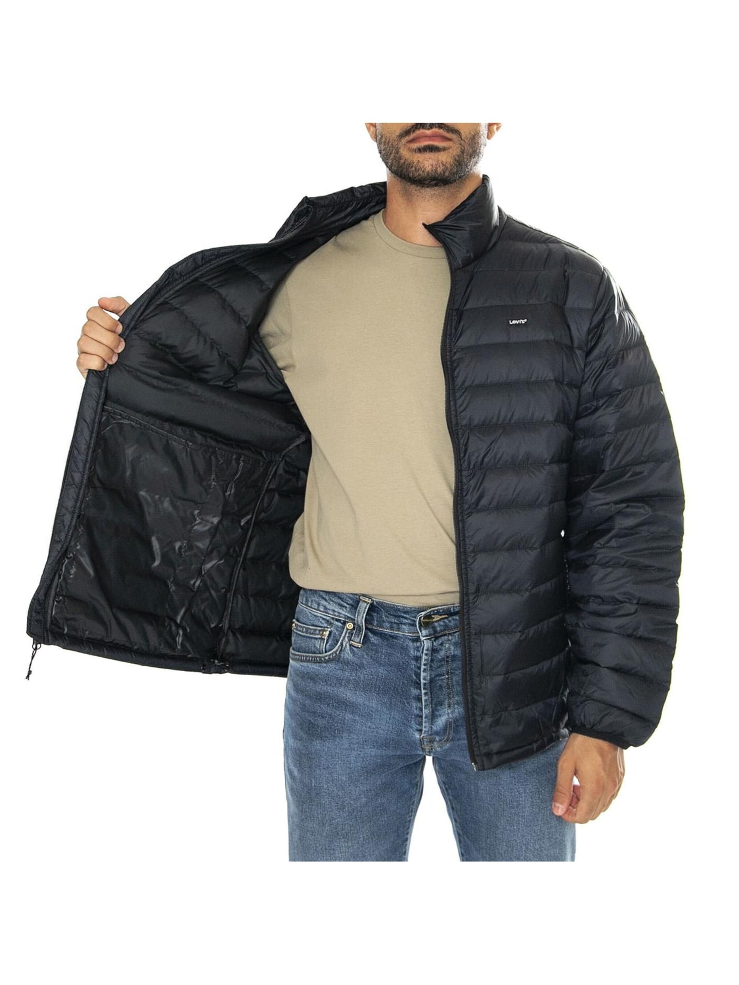 LEVI'S ® Between-season jacket 'Total Down Packable Jet Black' in Black