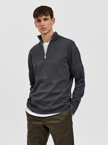 SELECTED HOMME Пуловер 'MAINE' в сиво: отпред