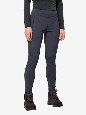 JACK WOLFSKIN Slimfit Sportbroek 'SALMASER' in Grijs: voorkant