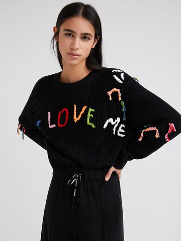 Desigual Sweater 'I Love Me' in Black: front