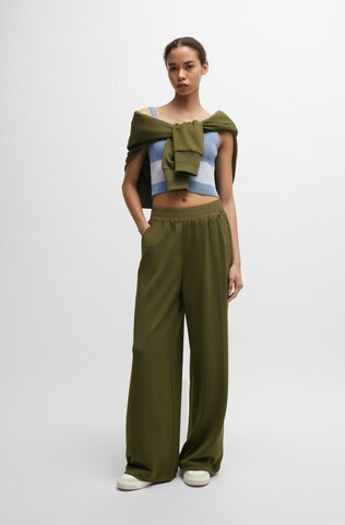 BOSS Wide Leg Hose 'C_Ecara' in Grün: Vorderseite