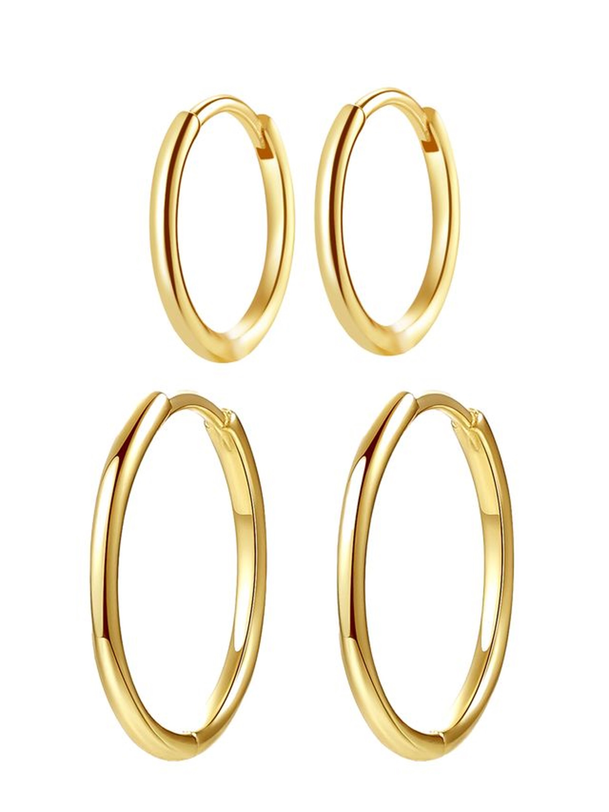 Hey Happiness - Pendientes 'Slim Hoop' en oro: frente