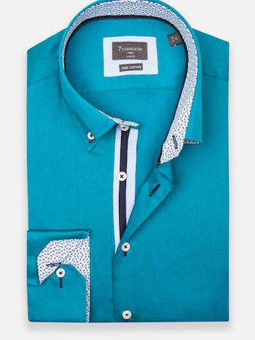 Slim fit Camicia business 'Roma Iconic Satin Man Shirt White' di 7Camicie in verde