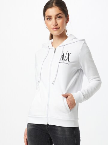 ARMANI EXCHANGE Zip-Up Hoodie '8NYM22' in White: front