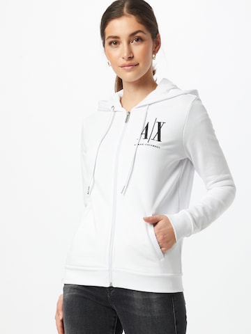 ARMANI EXCHANGE Zip-Up Hoodie '8NYM22' in White: front