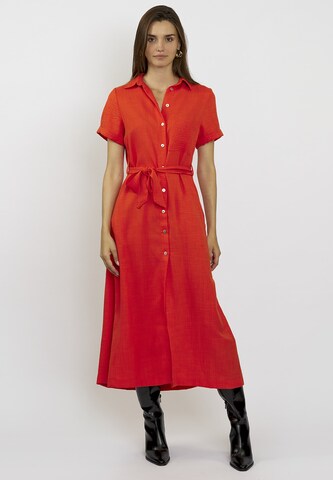 FRESHLIONS Dress 'Long Button up' in Red: front
