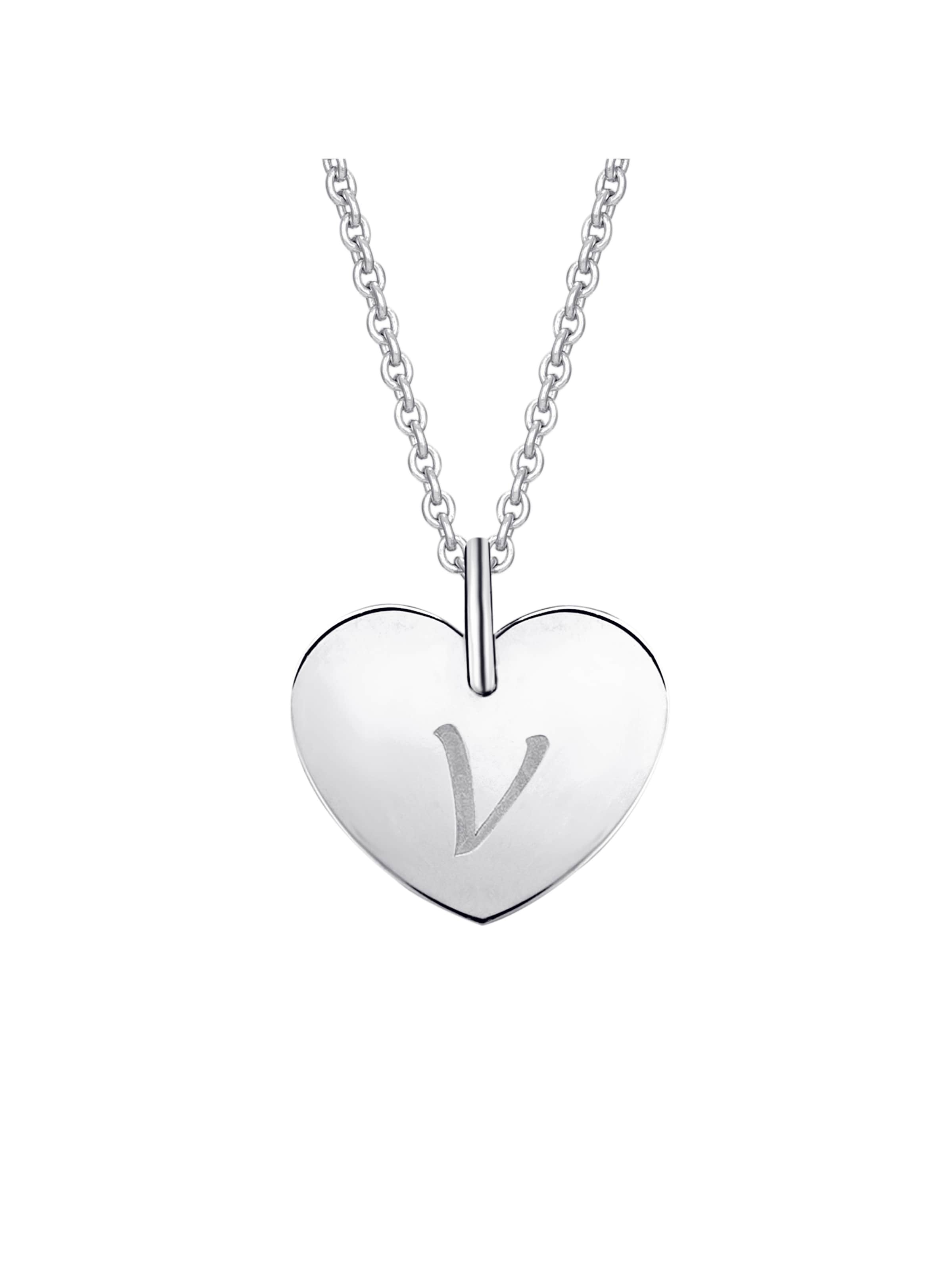 ONE ELEMENT Pendant 'Herz mit Gravur V' in Silver: front