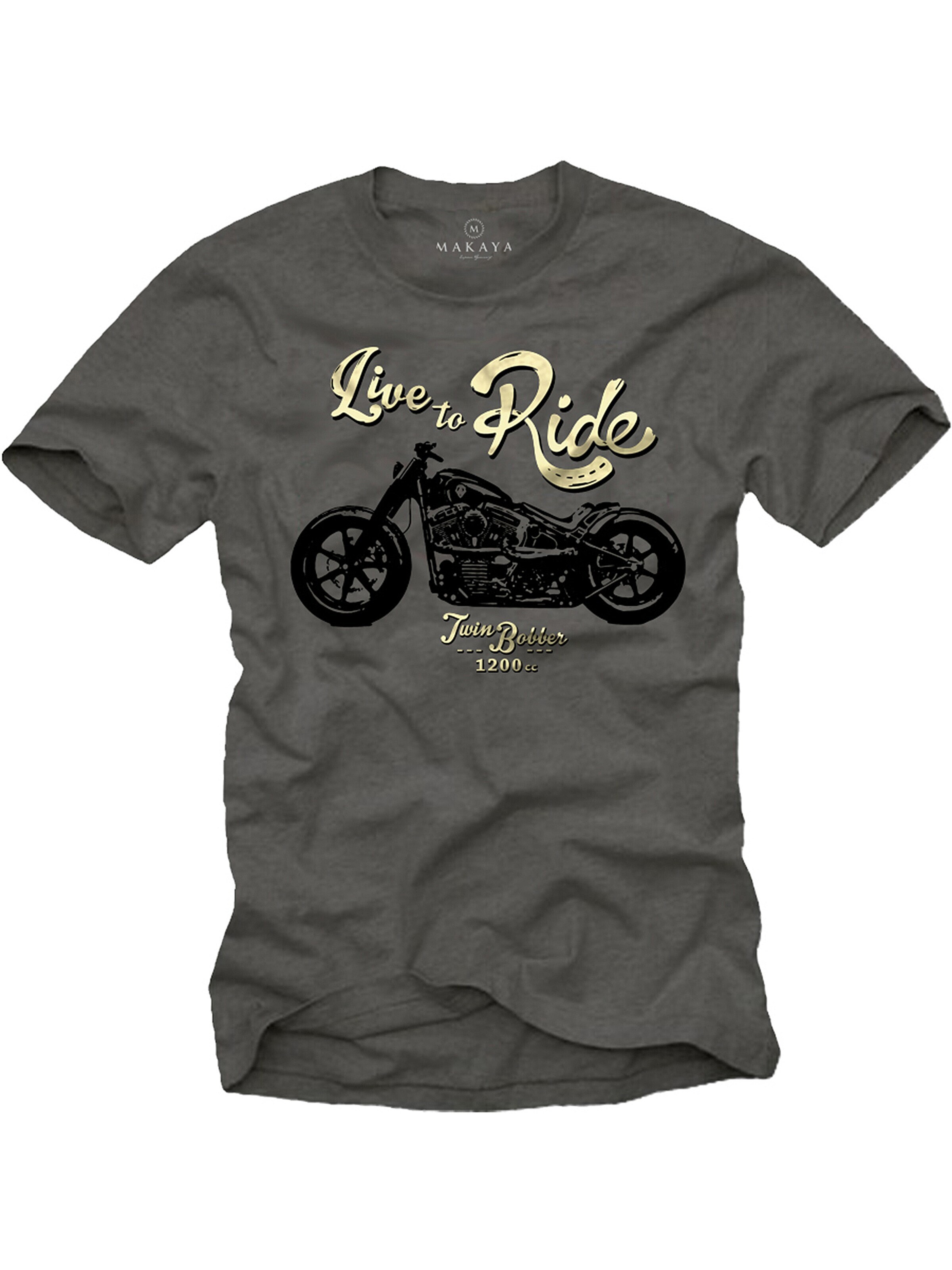 MAKAYA Shirt 'Live to Ride' in Grey: front