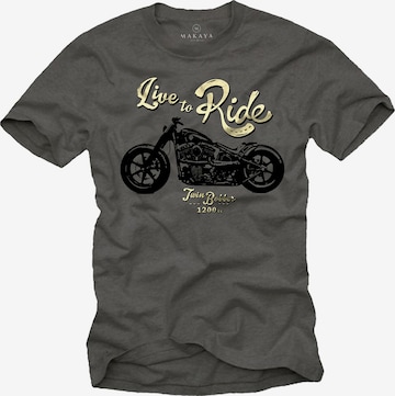 MAKAYA Shirt 'Live to Ride' in Grey: front