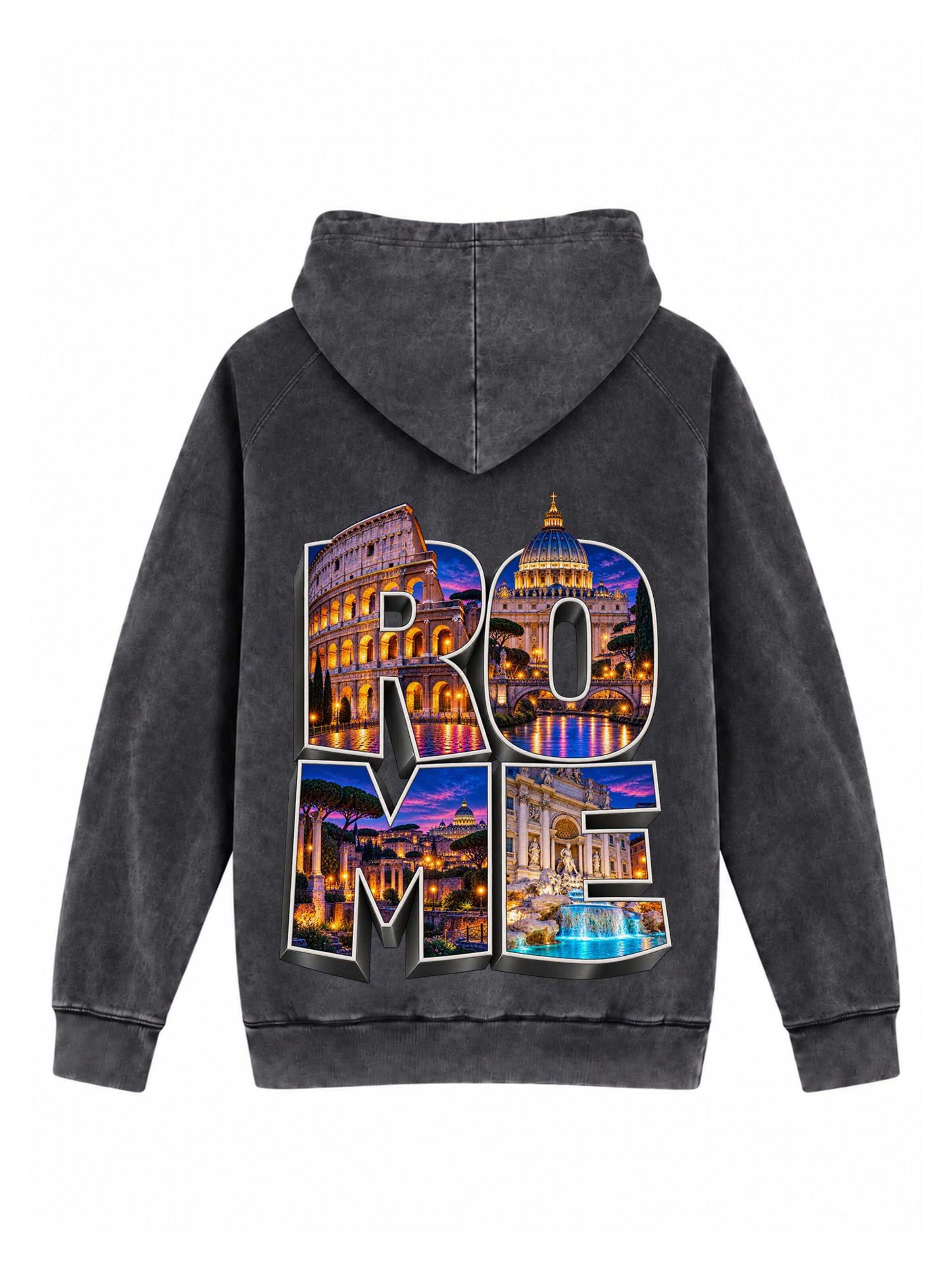 LUNØIR StudioSweater majica 'Rome City Lights – Neon' - crna boja: prednji dio
