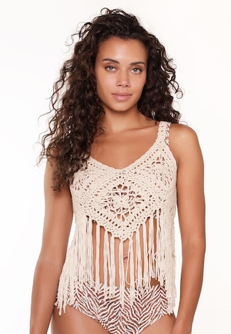 LingaDore Swimsuit Dress in Beige: front