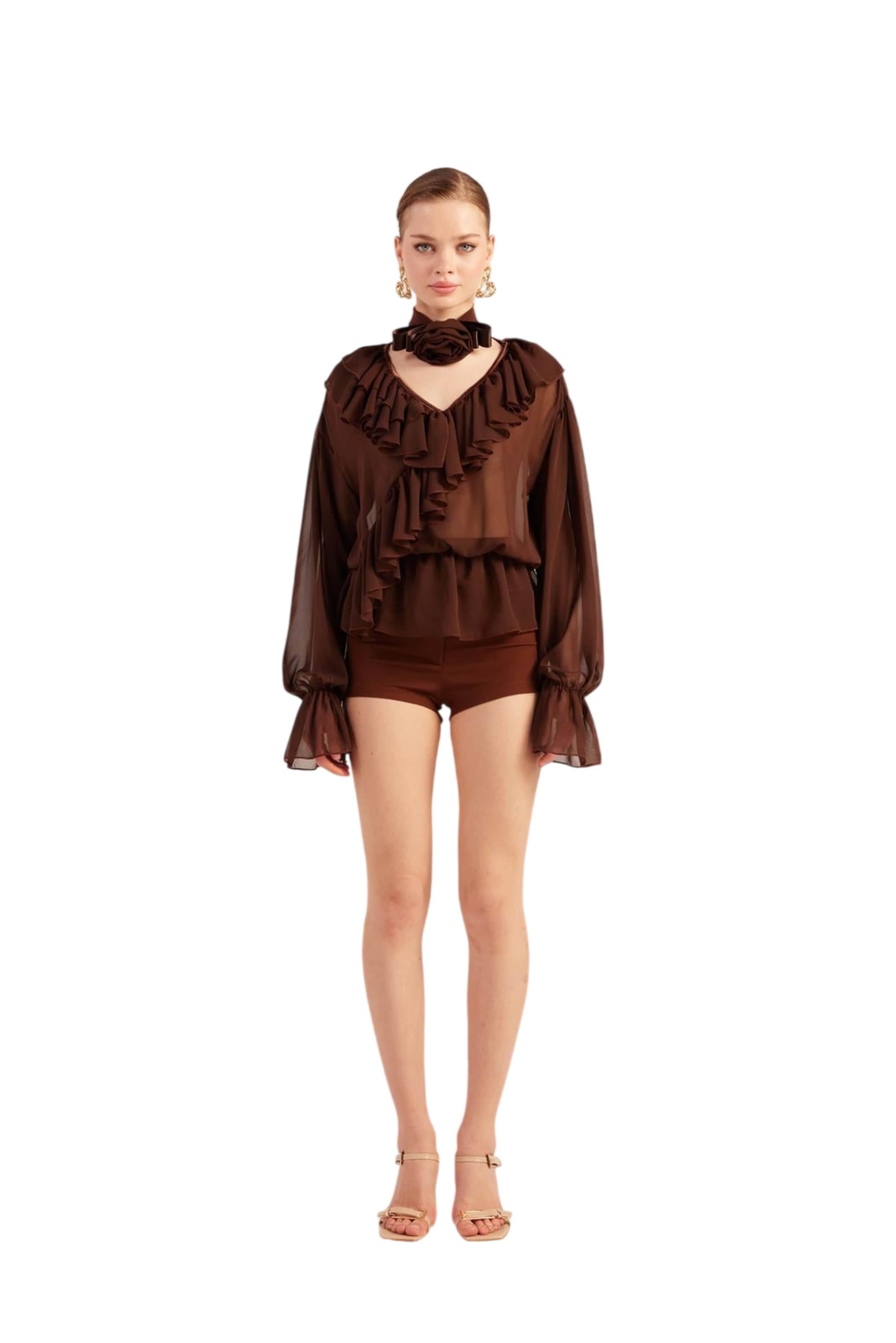 HOLLY LOLLY Blouse in Bruin