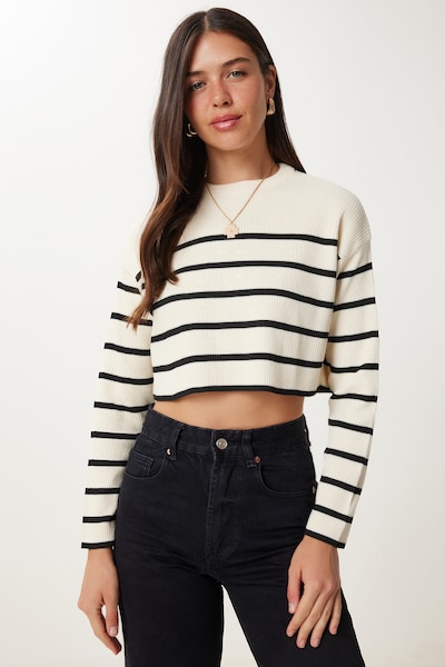 Happiness İstanbul Sweater in XS-XL in Light beige / Black, Item view