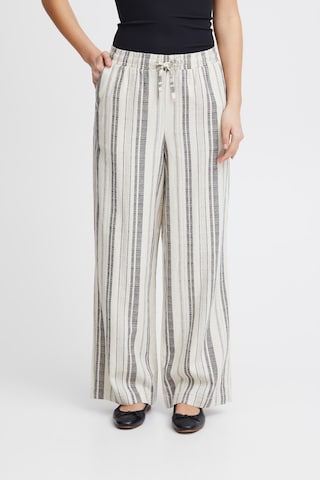 ICHI Wide leg Broek 'IHLINO' in Wit: voorkant