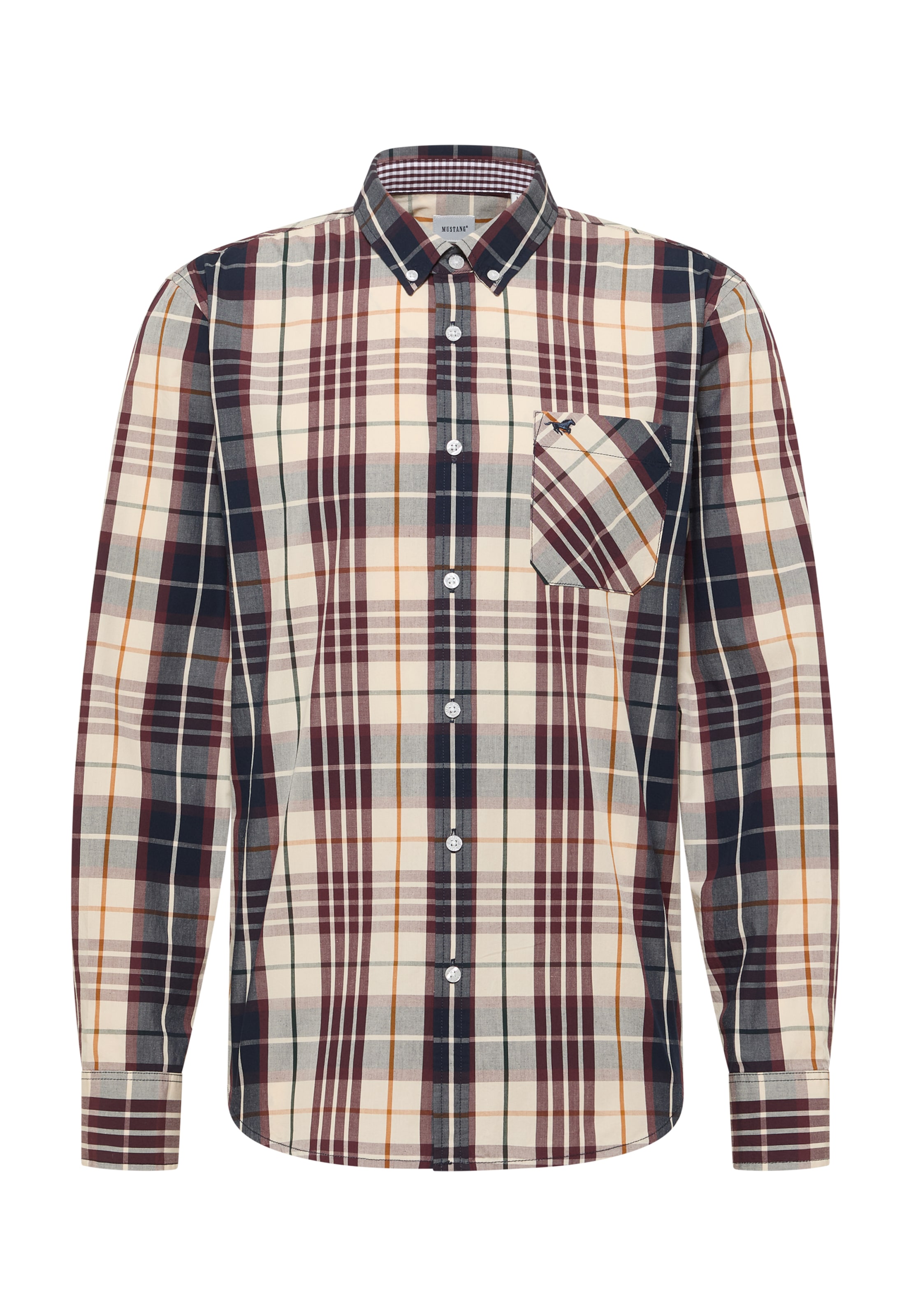 MUSTANG Regular fit Button Up Shirt ' Style Chester ' in Beige: front