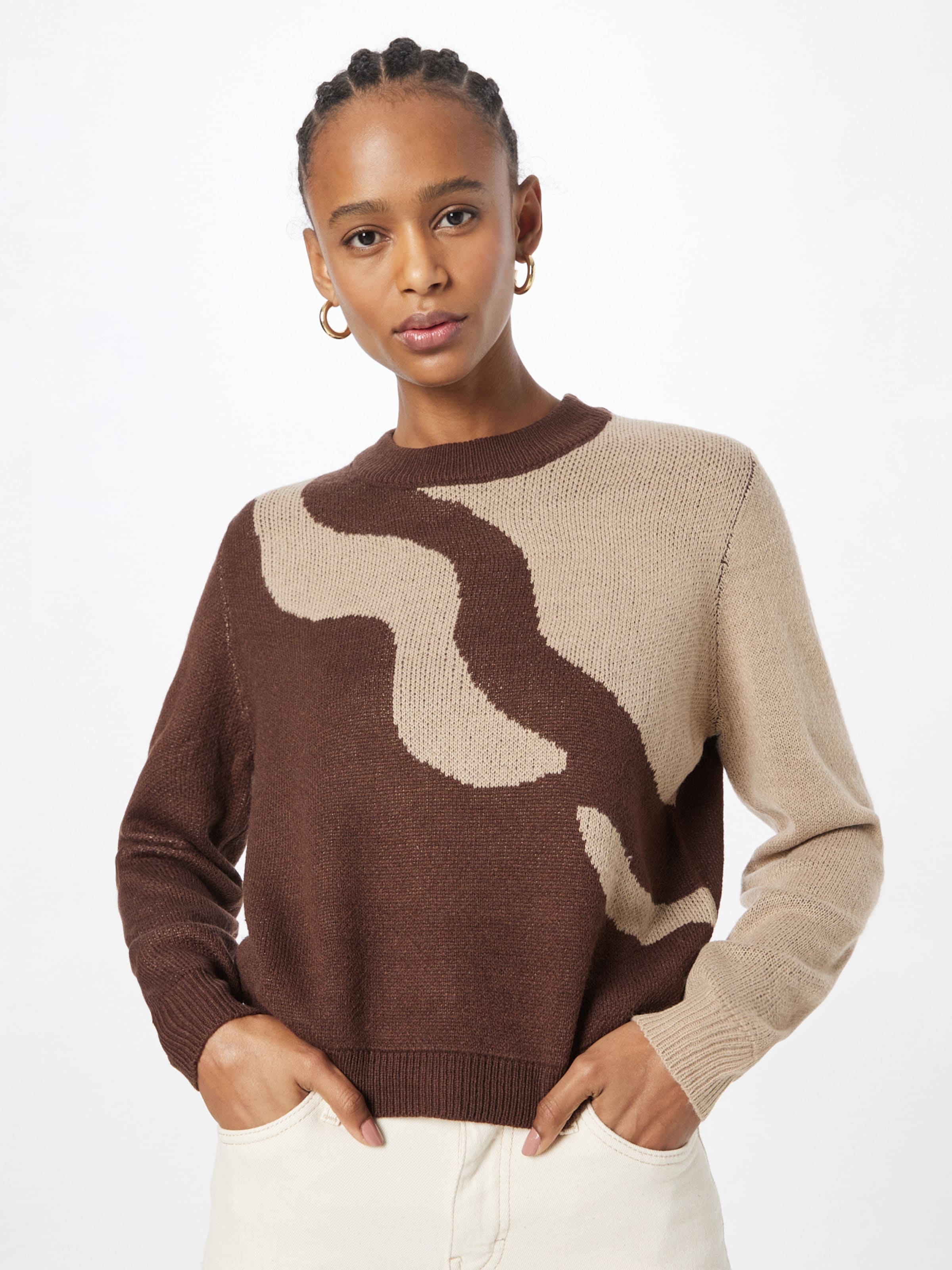 PIECES Sweater Rita in Light Brown Dark Brown ABOUT YOU