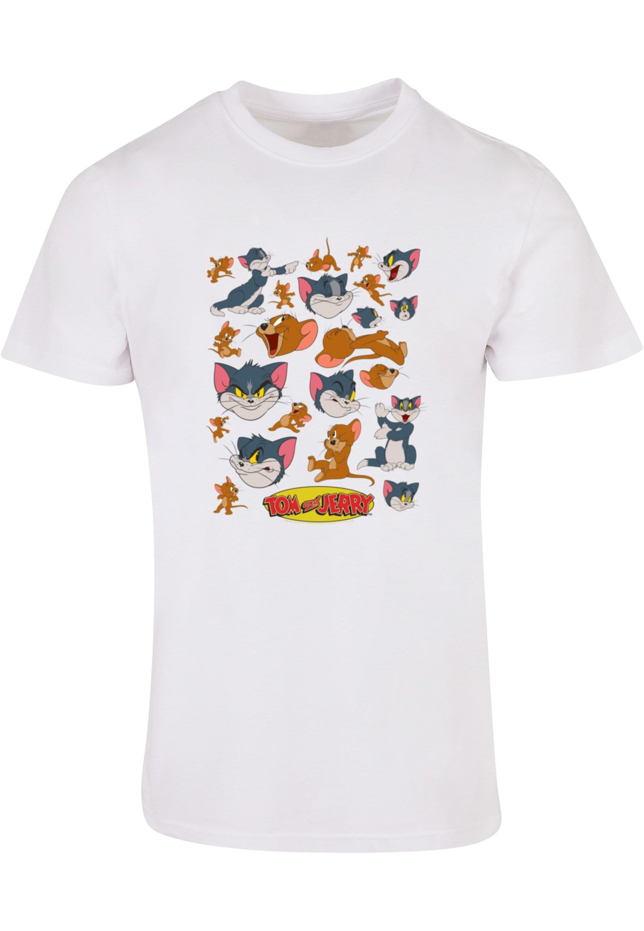 ABSOLUTE CULT Shirt 'Tom and Jerry - Many Faces' in Wit: voorkant