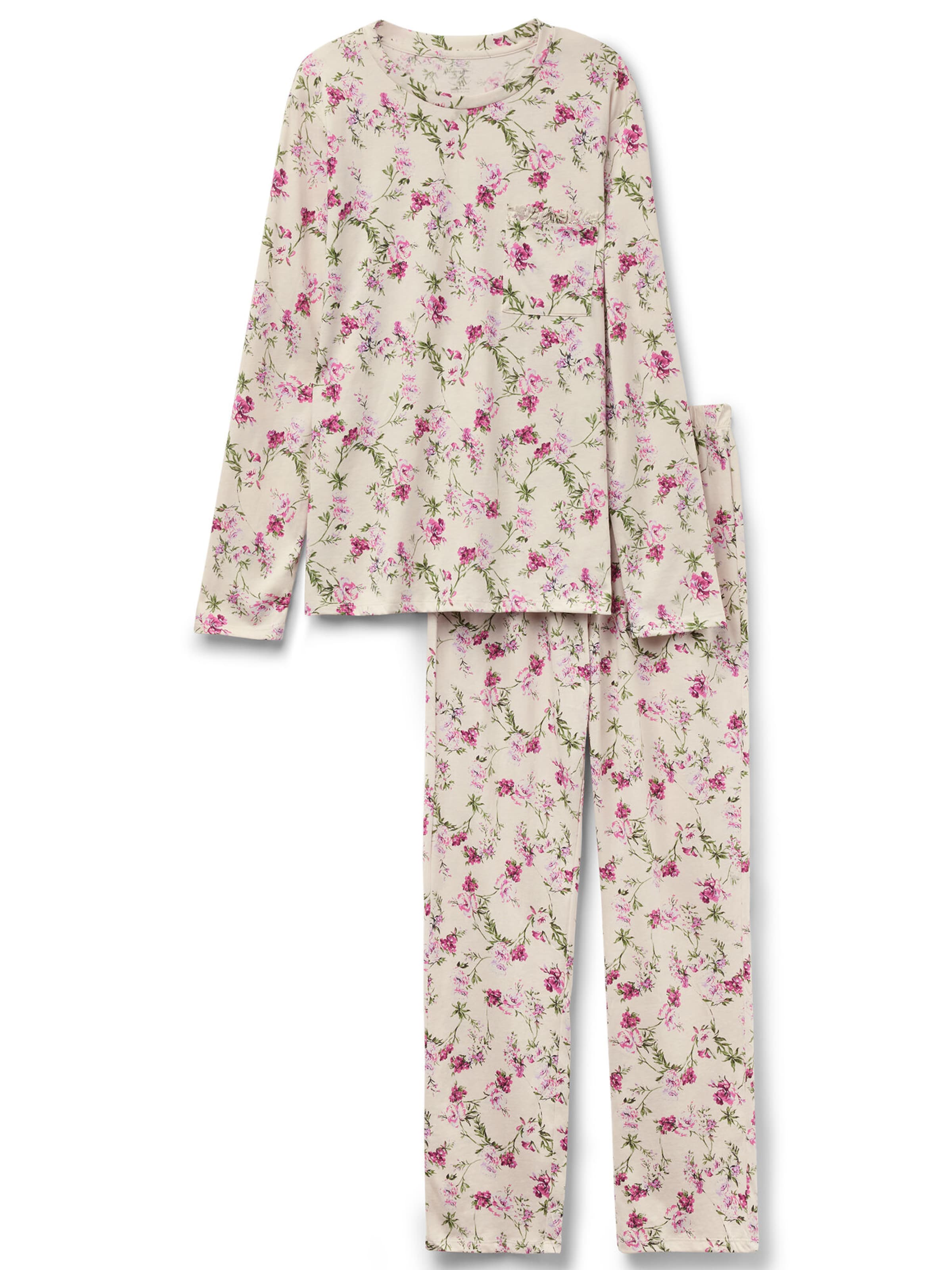 INTIMISSIMI Pajama 'Pretty Flowers' in Ecru / Dark green / Light purple / Pink, Item view