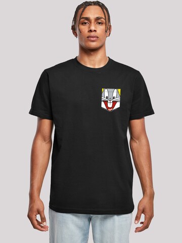 F4NT4STIC Shirt 'Looney Tunes Bugs Bunny Face' in Zwart: voorkant