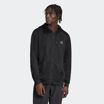 ADIDAS PERFORMANCE Sports sweat jacket 'Train Essentials Seasonal ' in Black: front