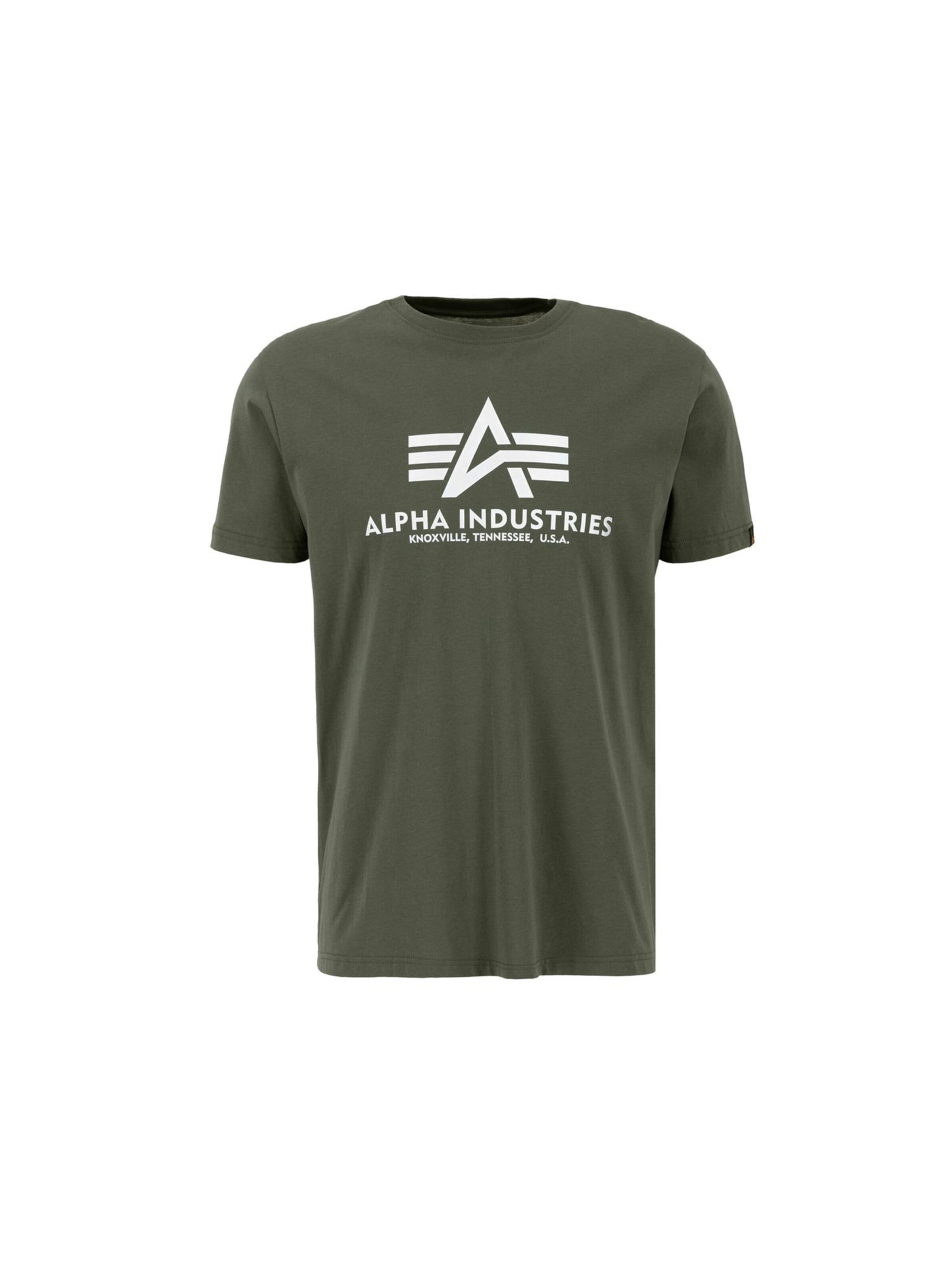 ALPHA INDUSTRIES Shirt 'Basic Logo Reflective' in Green