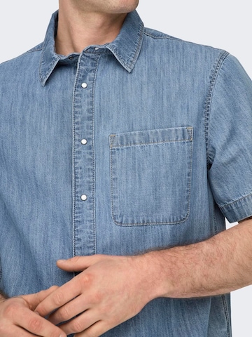 Only & Sons - Ajuste regular Camisa 'STEEN' en azul