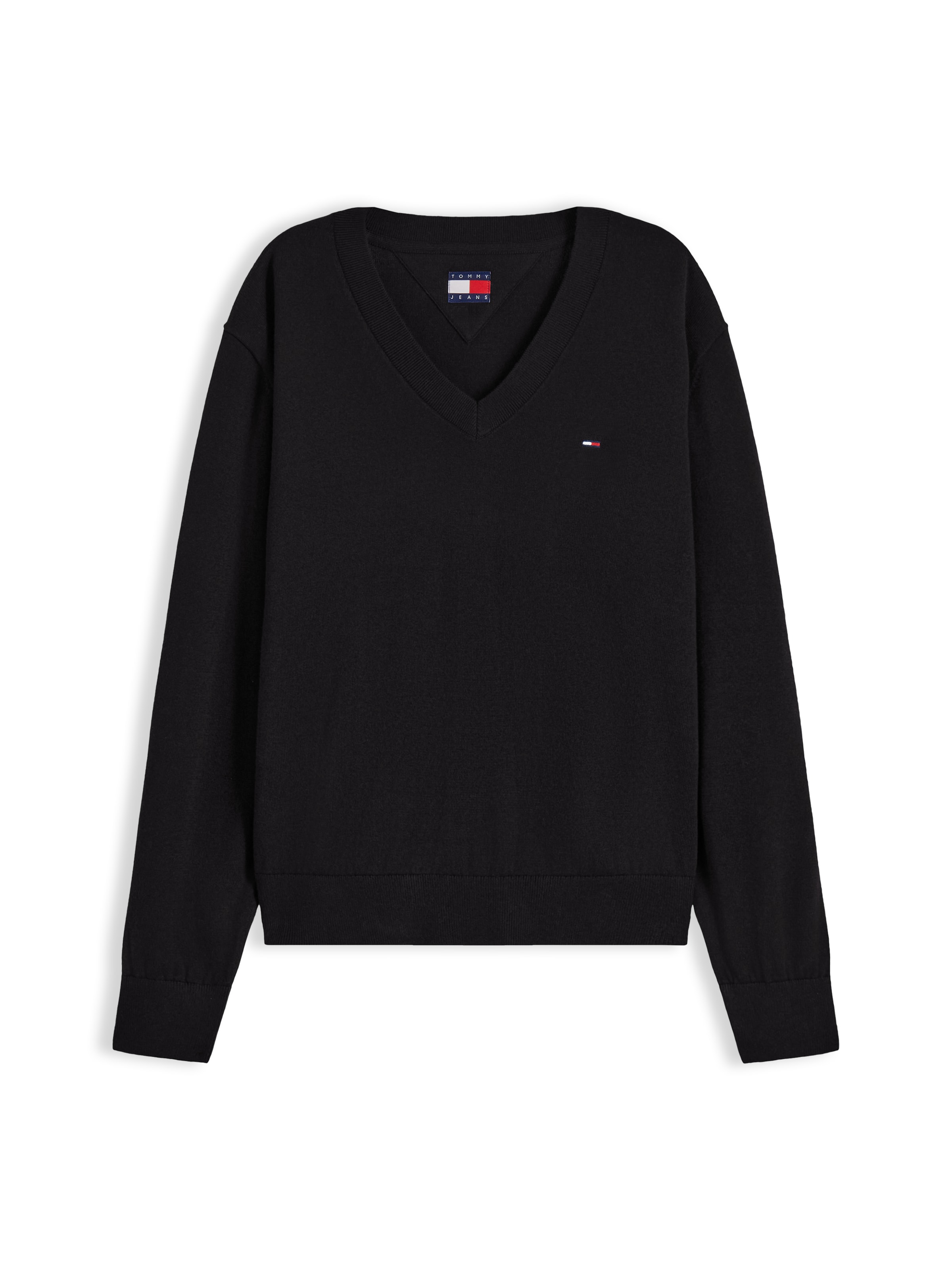juoda Tommy Jeans Megztinis 'ESSENTIAL': priekis