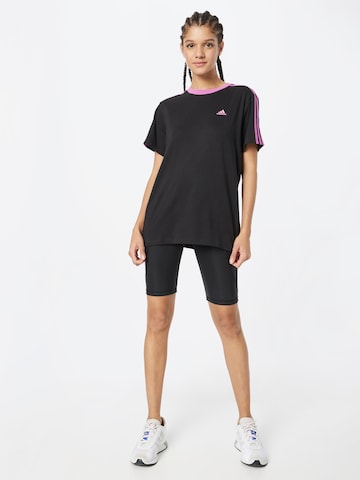 ADIDAS SPORTSWEAR - Camisa funcionais 'Essentials 3-Stripes' em preto