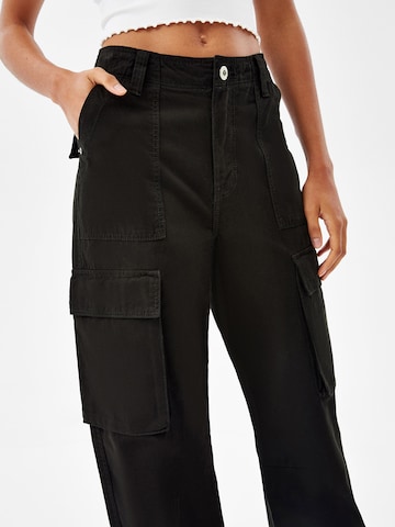 Bershka Regular Cargo Pants in Black