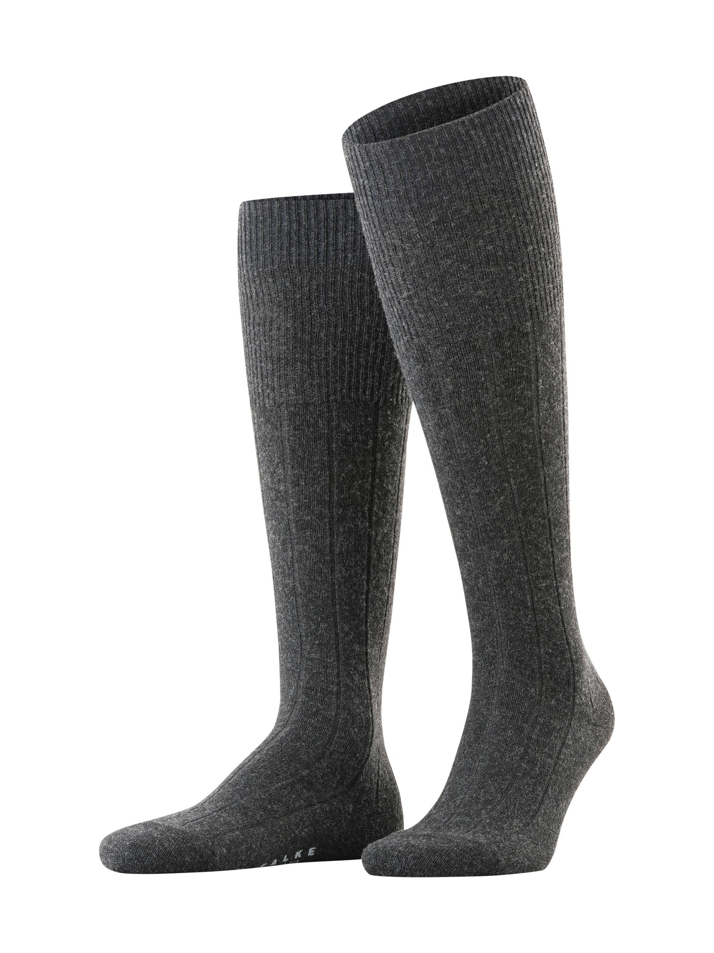 FALKE Knee High Socks 'Lhasa Rib' in Grey: front