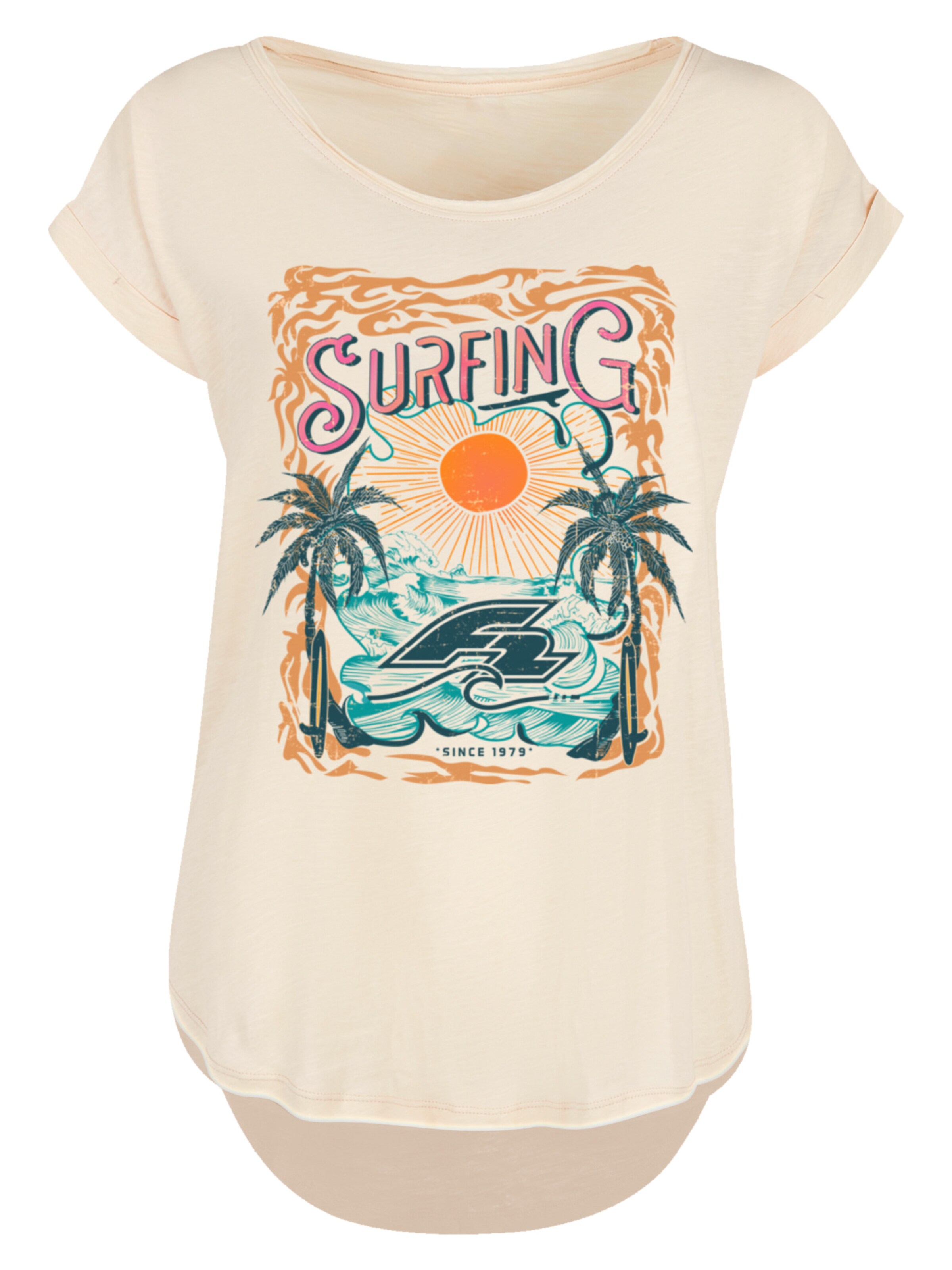 F2 T-Shirt 'Surfers Sunset Sommer Vibes' in Beige: Vorderseite