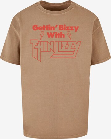 Merchcode T-Shirt 'Thin Lizzy - Gettin Bizzy' in Beige: predná strana