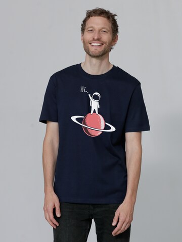 Watapparel Shirt 'Astronaut says Hi' in Blue: front