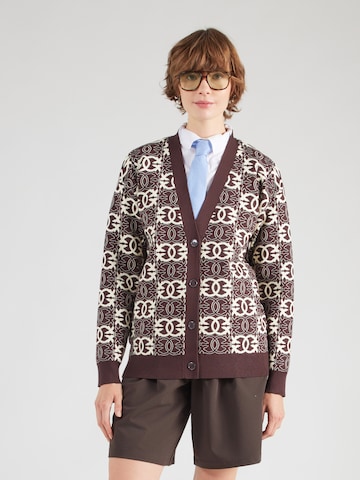 PINKO Knit Cardigan in Brown: front