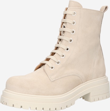 Ca'Shott Lace-Up Ankle Boots in Beige: front
