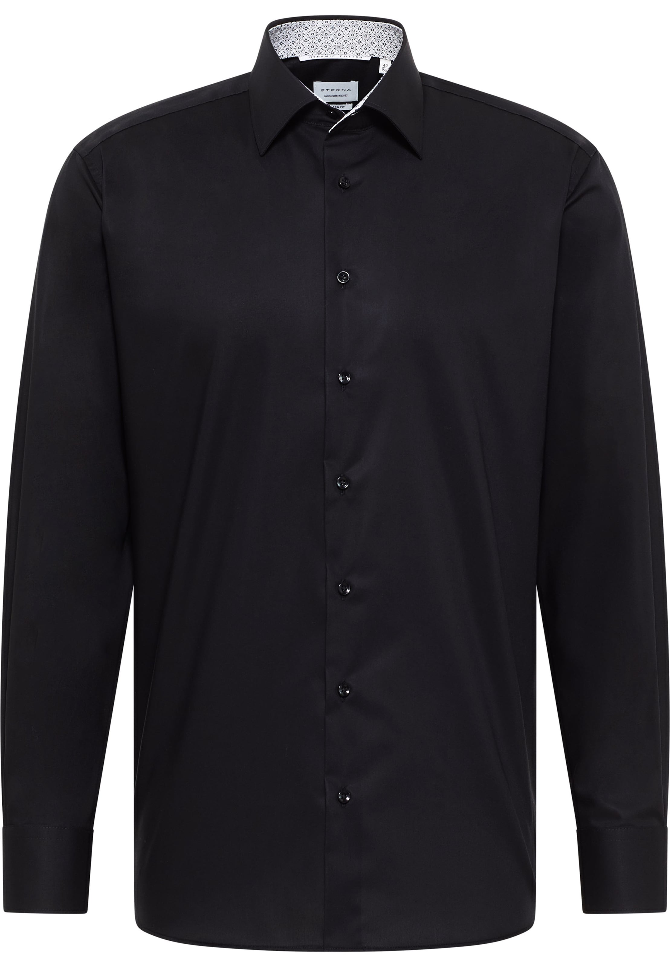 ETERNA Regular fit Zakelijk overhemd in Zwart: voorkant