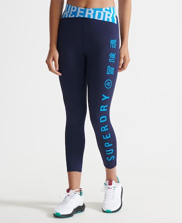 Skinny Pantalon de sport Superdry en bleu : devant