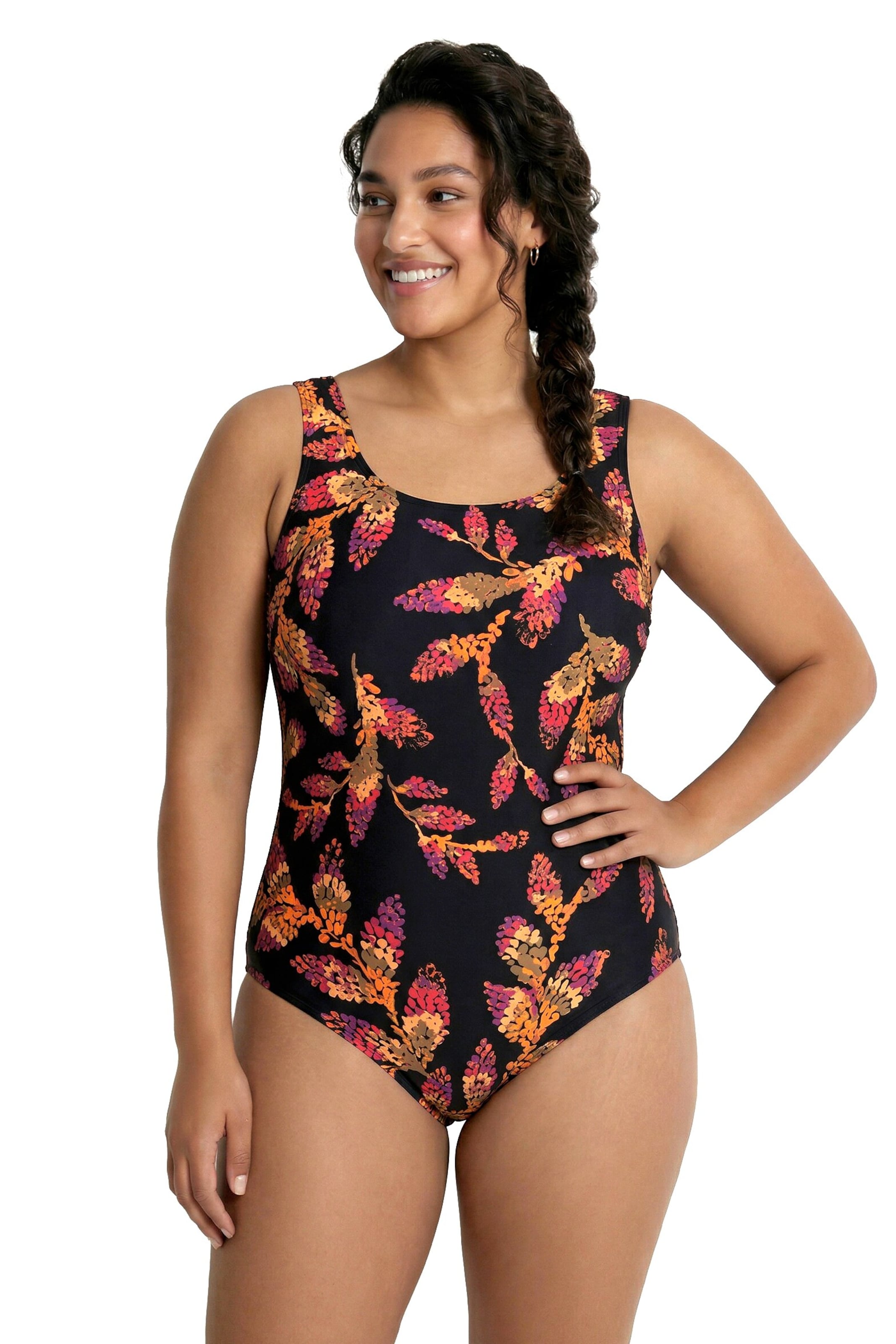 Ulla Popken Classic Swimsuit in Black: front