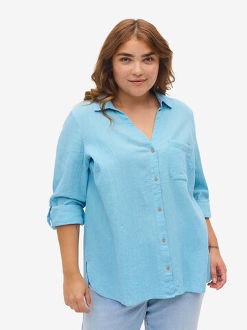 Camicia da donna 'Flex' di Zizzi in blu: frontale