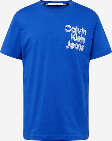 Tricou de la Calvin Klein Jeans pe albastru: față