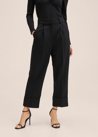 Wide Leg Pantalon à plis 'Lisboa' MANGO en noir : devant