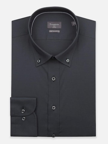 Camicia business 'Leonardo Sport Poplin Stretch Man Shirt Brown' di 7Camicie in grigio: frontale