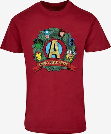 ABSOLUTE CULT Shirt 'Marvel - Santa's Super Helpers' in Rood: voorkant