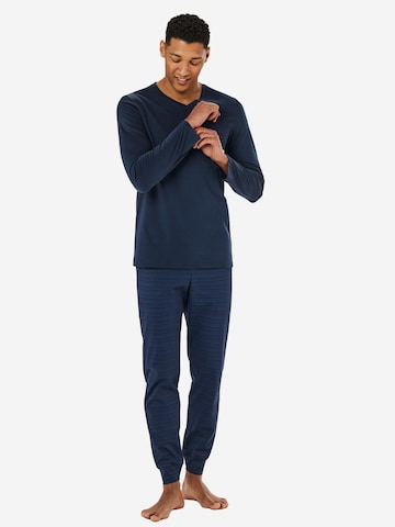 SCHIESSER Pyjama lang 'Casual Essentials' in Blauw
