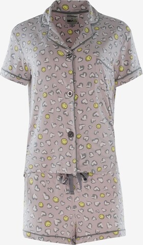 PJ Salvage Short Pajama Set ' Smiley ' in Beige: front