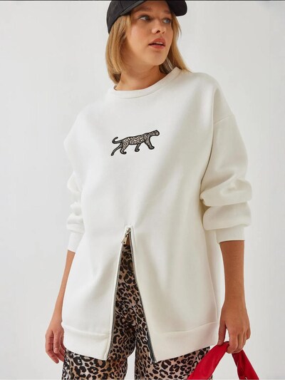 Bianco Lucci Sweater majica veličine L u ecru/prljavo bijela / crna / bijela, Pregled proizvoda
