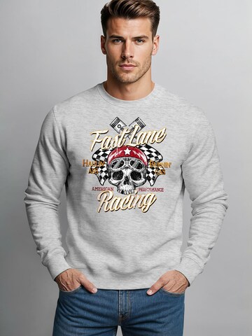 Neverless Sweatshirt 'Racing Skull' in Grey