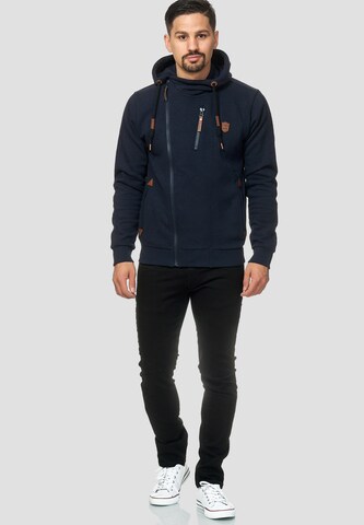 INDICODE JEANS Zip-Up Hoodie 'Elm' in Blue